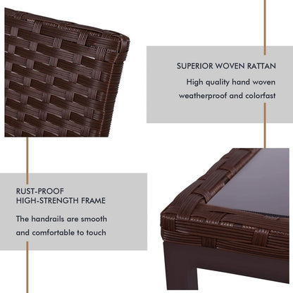 Set da bistrot a dondolo in vimini nero/marrone da 3 pezzi per patio esterno Pheap di Havenside Home