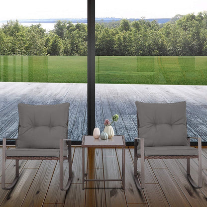 Set da bistrot a dondolo in vimini nero/marrone da 3 pezzi per patio esterno Pheap di Havenside Home