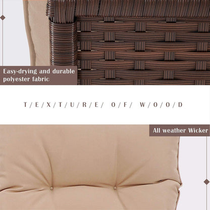 Set da bistrot a dondolo in vimini nero/marrone da 3 pezzi per patio esterno Pheap di Havenside Home