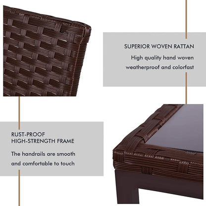 Set da bistrot a dondolo in vimini nero/marrone da 3 pezzi per patio esterno Pheap di Havenside Home