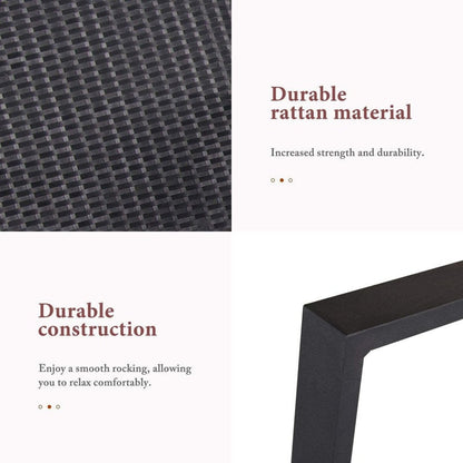 Set da bistrot a dondolo in vimini nero/marrone da 3 pezzi per patio esterno Pheap di Havenside Home