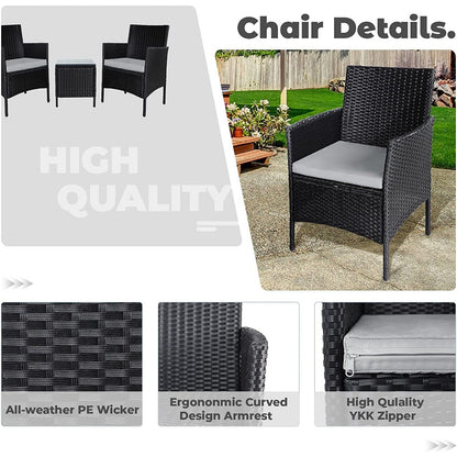 Set da bistrot imbottito in vimini da 3 pezzi per esterni Pheap di Havenside Home