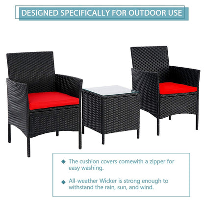 Set da bistrot imbottito in vimini da 3 pezzi per esterni Pheap di Havenside Home