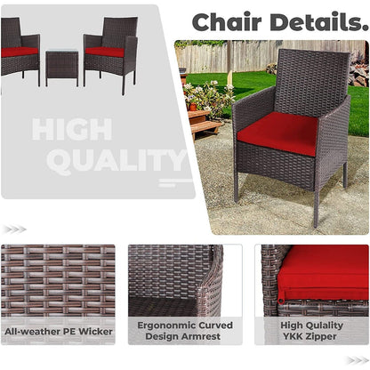 Set da bistrot imbottito in vimini da 3 pezzi per esterni Pheap di Havenside Home