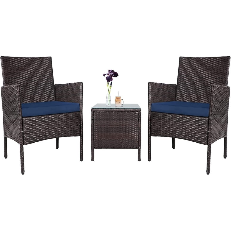 Set da bistrot imbottito in vimini da 3 pezzi per esterni Pheap di Havenside Home