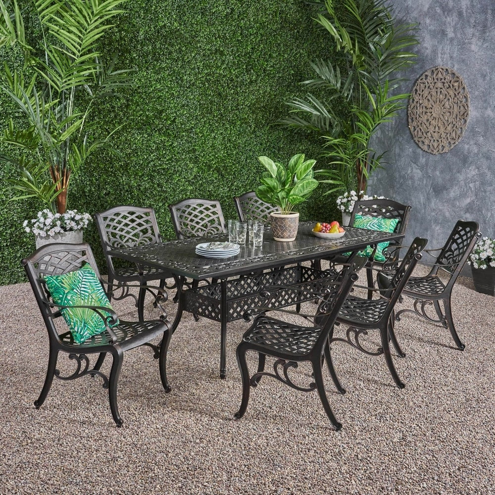 Set da pranzo in alluminio da 8 posti Phoenix Outdoor di Christopher Knight Home