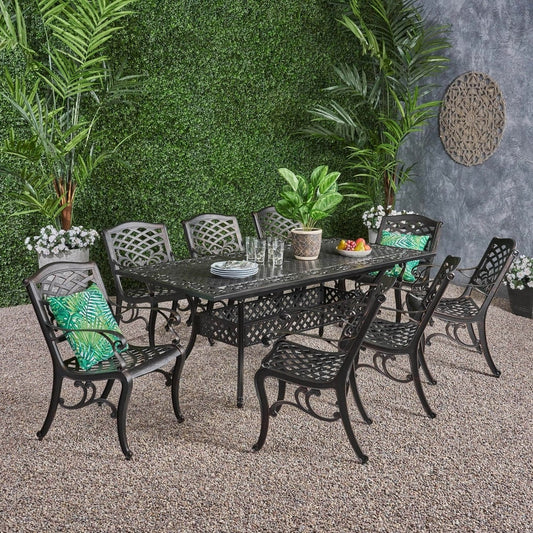 Set da pranzo in alluminio da 8 posti Phoenix Outdoor di Christopher Knight Home