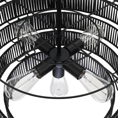 Lampadario moderno bohémien Piersan a 5 luci con paralume in rattan a più livelli - 26 pollici di larghezza