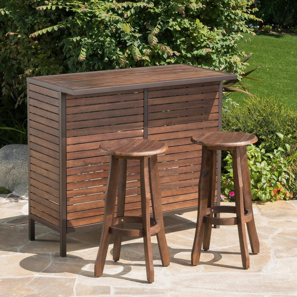 Set da bar Pike Outdoor in legno di acacia da 5 pezzi di Christopher Knight Home