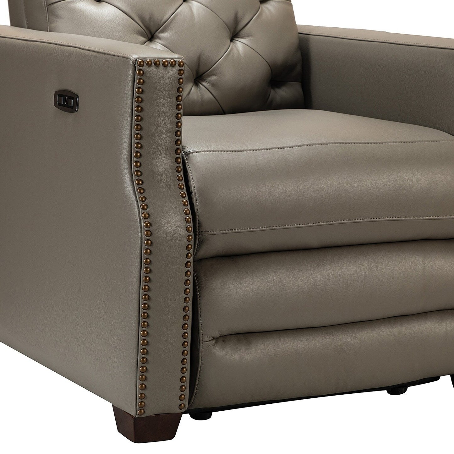 Poltrona reclinabile elettrica Alina 31.50 in vera pelle con porta USB, set da 2