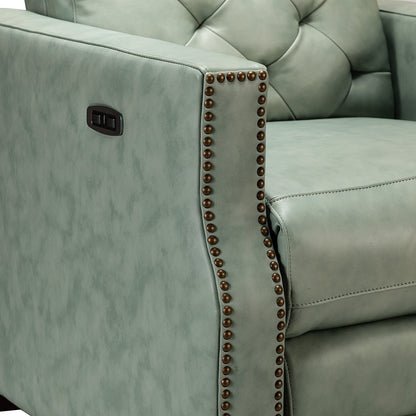 Poltrona reclinabile elettrica Alina 31.50 in vera pelle con porta USB, set da 2