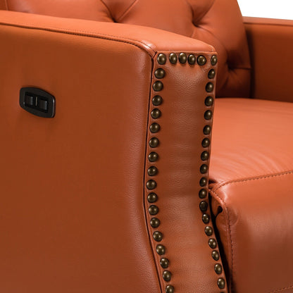 Poltrona reclinabile elettrica Alina 31.50 in vera pelle con porta USB, set da 2