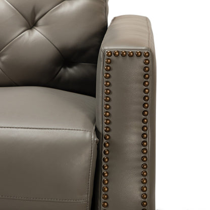 Poltrona reclinabile elettrica Alina 31.50 in vera pelle con porta USB, set da 2