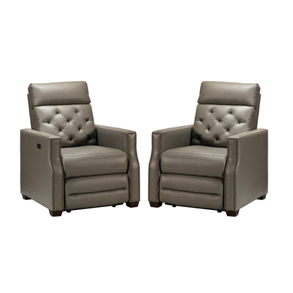 Poltrona reclinabile elettrica Alina 31.50 in vera pelle con porta USB, set da 2