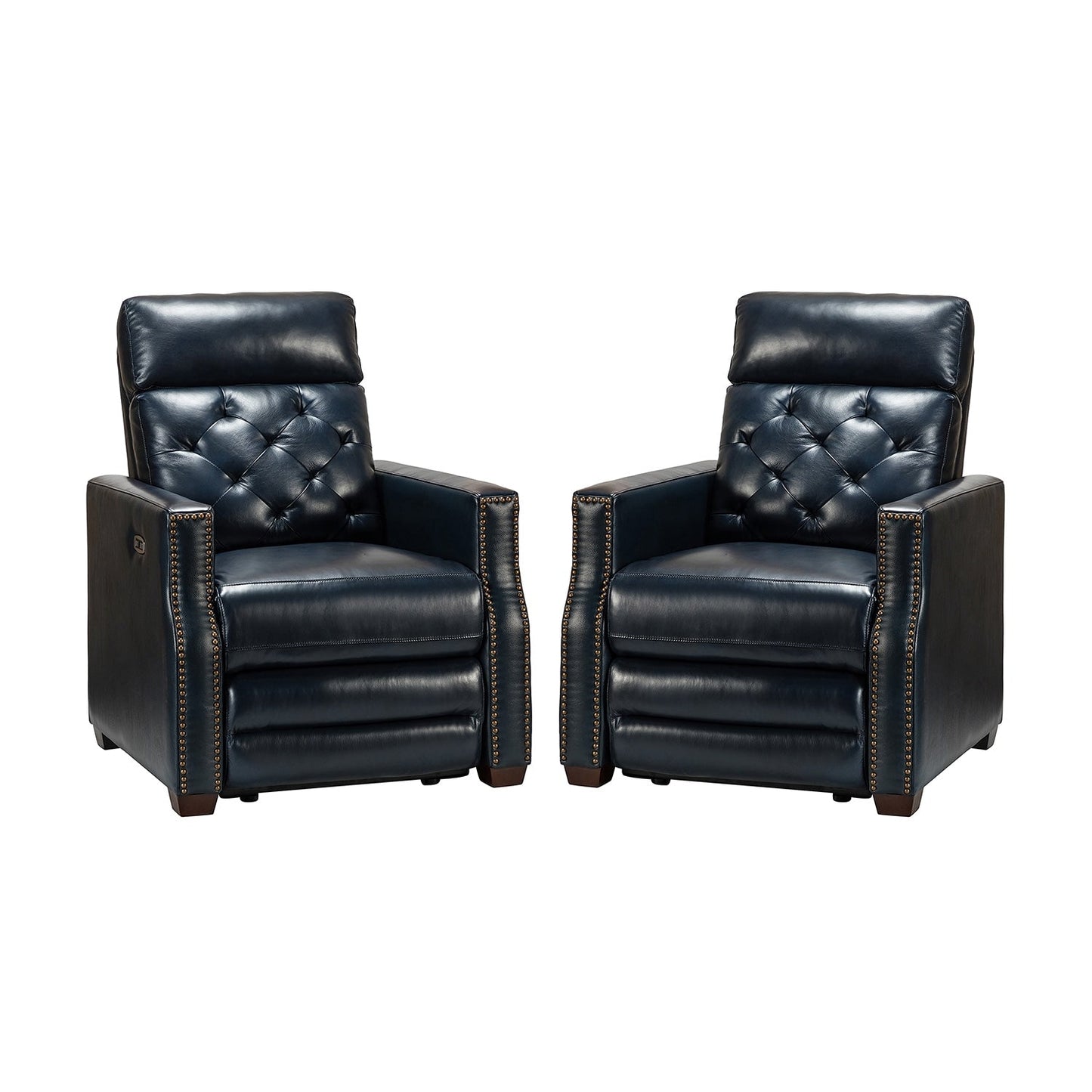 Poltrona reclinabile elettrica Alina 31.50 in vera pelle con porta USB, set da 2