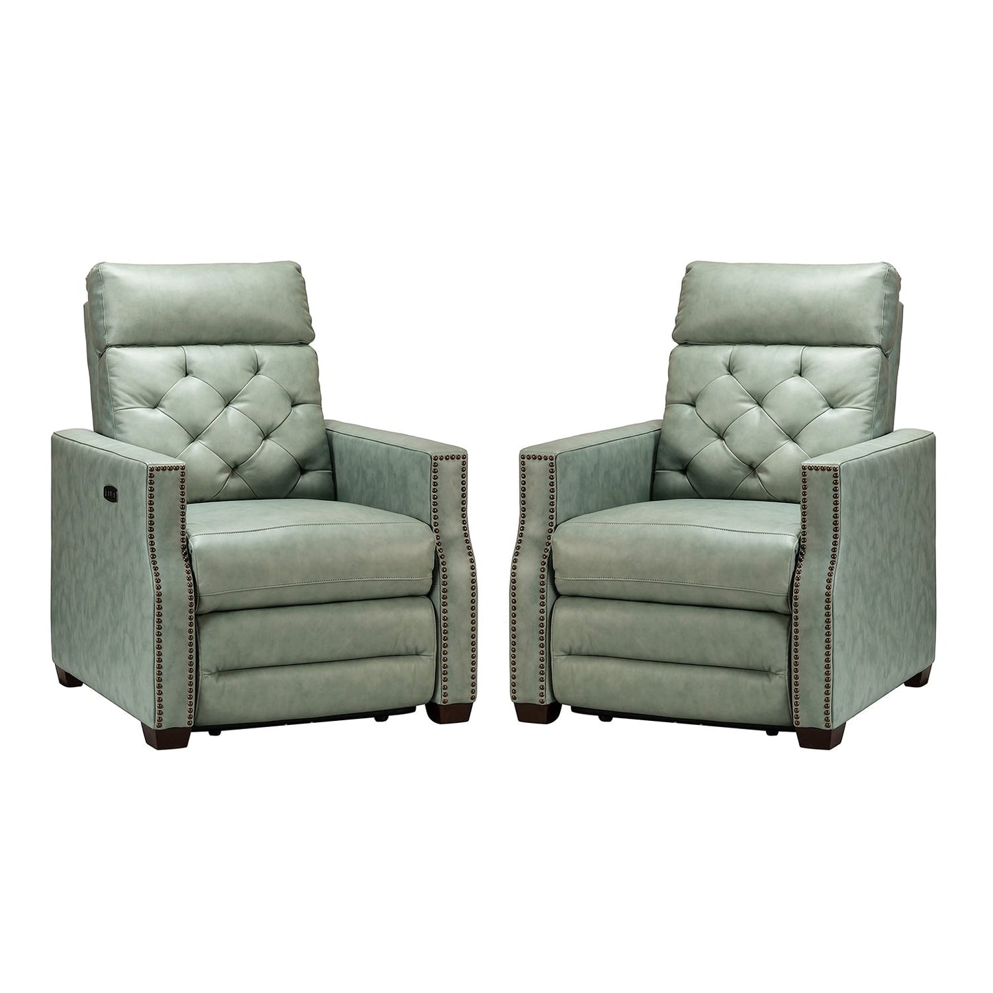 Poltrona reclinabile elettrica Alina 31.50 in vera pelle con porta USB, set da 2