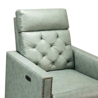 Poltrona reclinabile elettrica Alina 31.50 in vera pelle con porta USB, set da 2