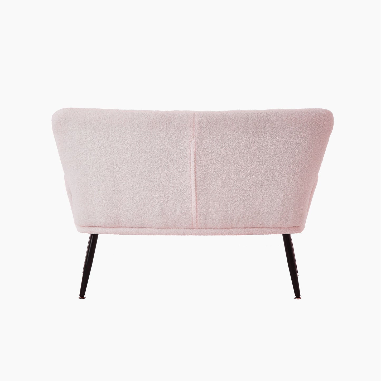 Divano a due posti Teddy Pink 52 con schienali trapuntati e struttura in legno massello per il soggiorno.