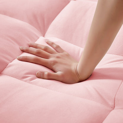 Divano a due posti convertibile in velluto rosa 54,7 con porte USB e porta telefono