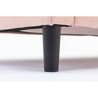 Divano componibile rosa da 72,4'' in poliestere a 3 posti con letto estraibile e chaise longue contenitore