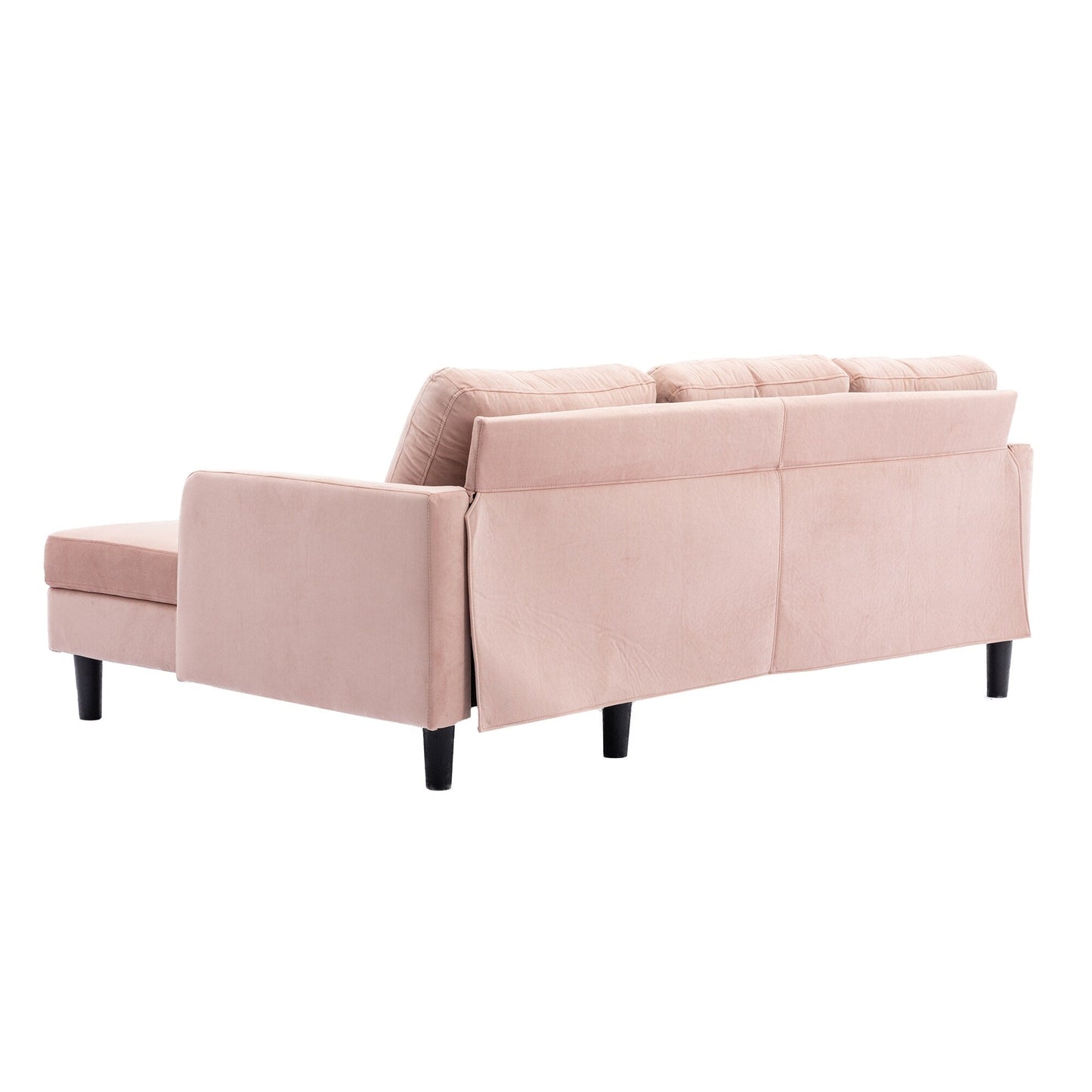 Divano componibile rosa da 72,4'' in poliestere a 3 posti con letto estraibile, chaise longue contenitore e 3 cuscini decorativi