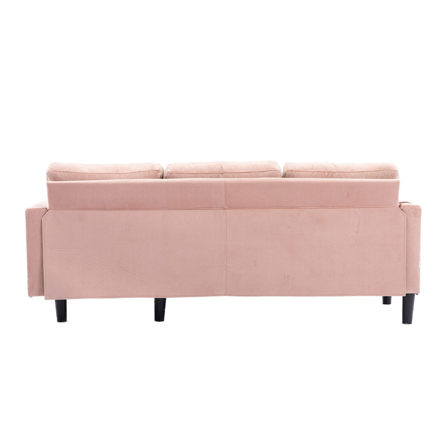 Divano componibile a L in poliestere rosa da 72,4'' a 3 posti con chaise longue contenitore e letto estraibile