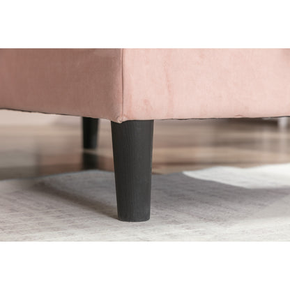 Divano componibile a L in poliestere rosa da 72,4'' a 3 posti con chaise longue contenitore e letto estraibile