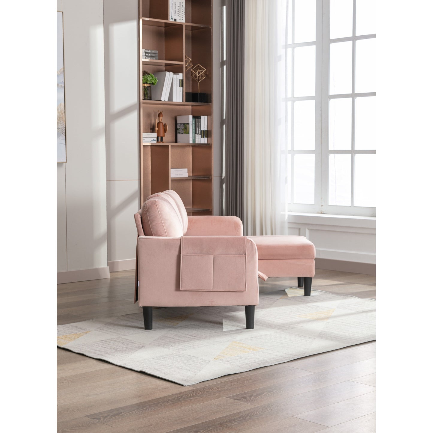 Divano componibile in poliestere rosa da 72,4'' con letto estraibile