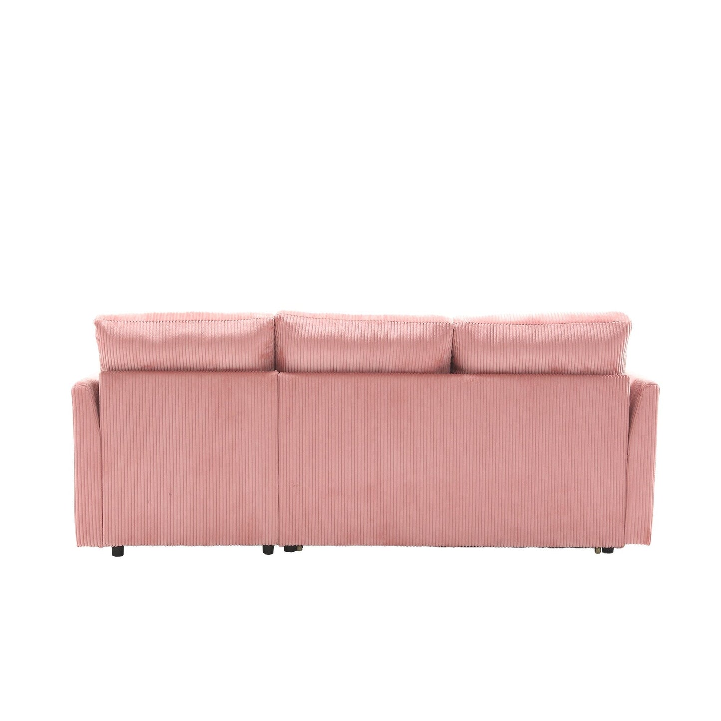 Divano a L in tessuto rosa da 81,1'' con chaise longue reversibile, contenitore, struttura in legno massello e seduta in schiuma