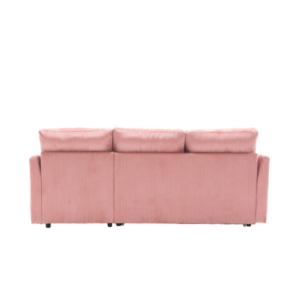 Divano a L in tessuto rosa da 81,1'' con chaise longue reversibile, contenitore, struttura in legno massello e seduta in schiuma