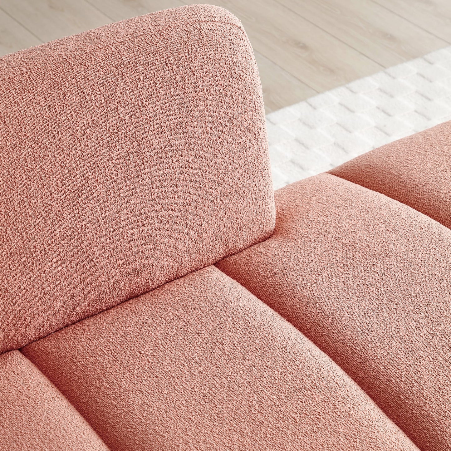 Divano a due posti imbottito moderno rosa 56,3 con gambe in metallo dorato per camera da letto