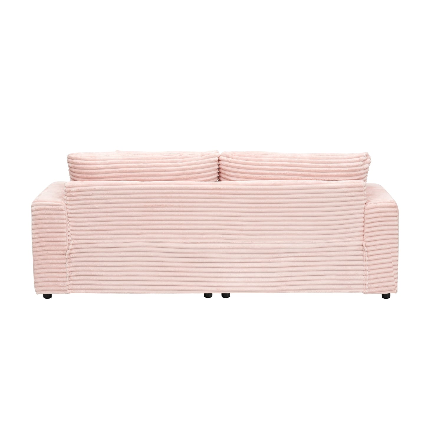 Divano moderno rosa 79.3 in velluto a coste a 3 posti con 4 cuscini coordinati e cuscino a molle individuale per soggiorno