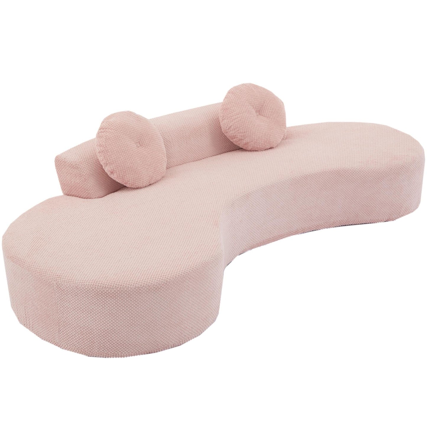 Divano moderno minimalista rosa 105,5 in velluto a coste curvo con 2 cuscini, non richiede montaggio