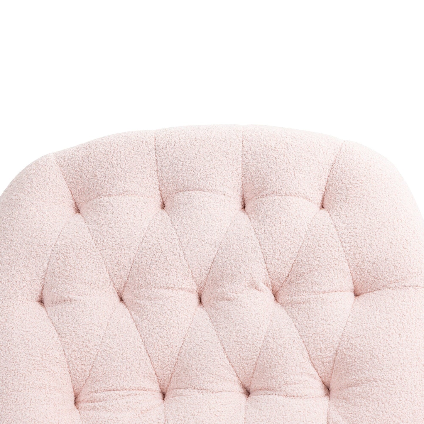 Poltrona reclinabile manuale girevole a 360° con poggiapiedi esteso e schienale imbottito in ciniglia rosa di grandi dimensioni