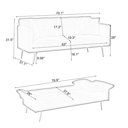 Divano letto futon convertibile in pile rosa Teddy