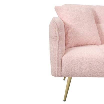 Divano letto futon convertibile in pile rosa Teddy