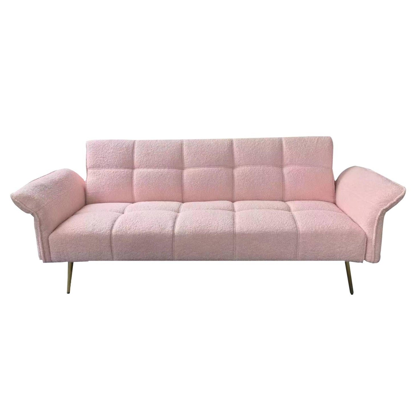 Divano letto futon convertibile in pile rosa Teddy