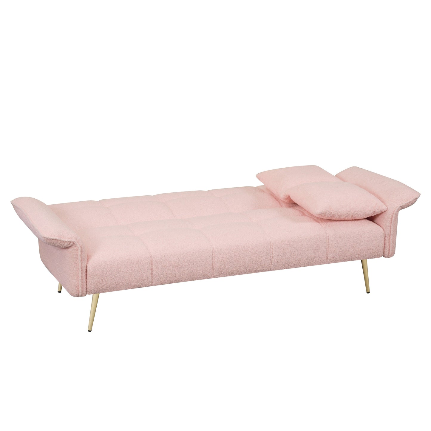 Divano letto futon convertibile in pile rosa Teddy