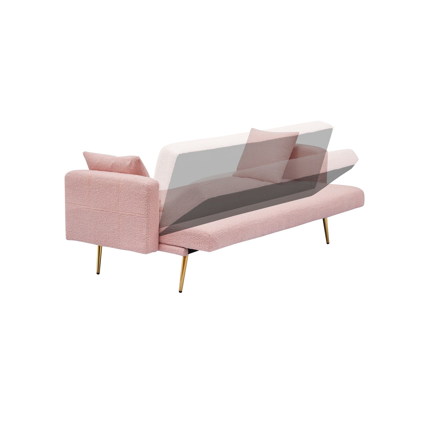 Divano letto trasformabile in pile rosa Teddy