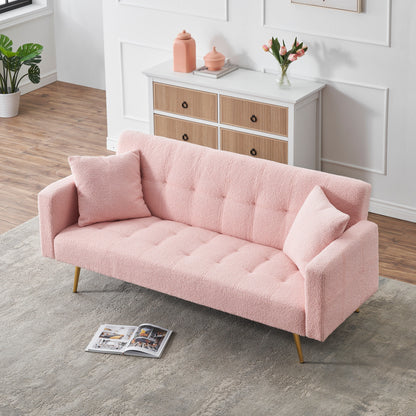 Divano letto trasformabile in pile rosa Teddy