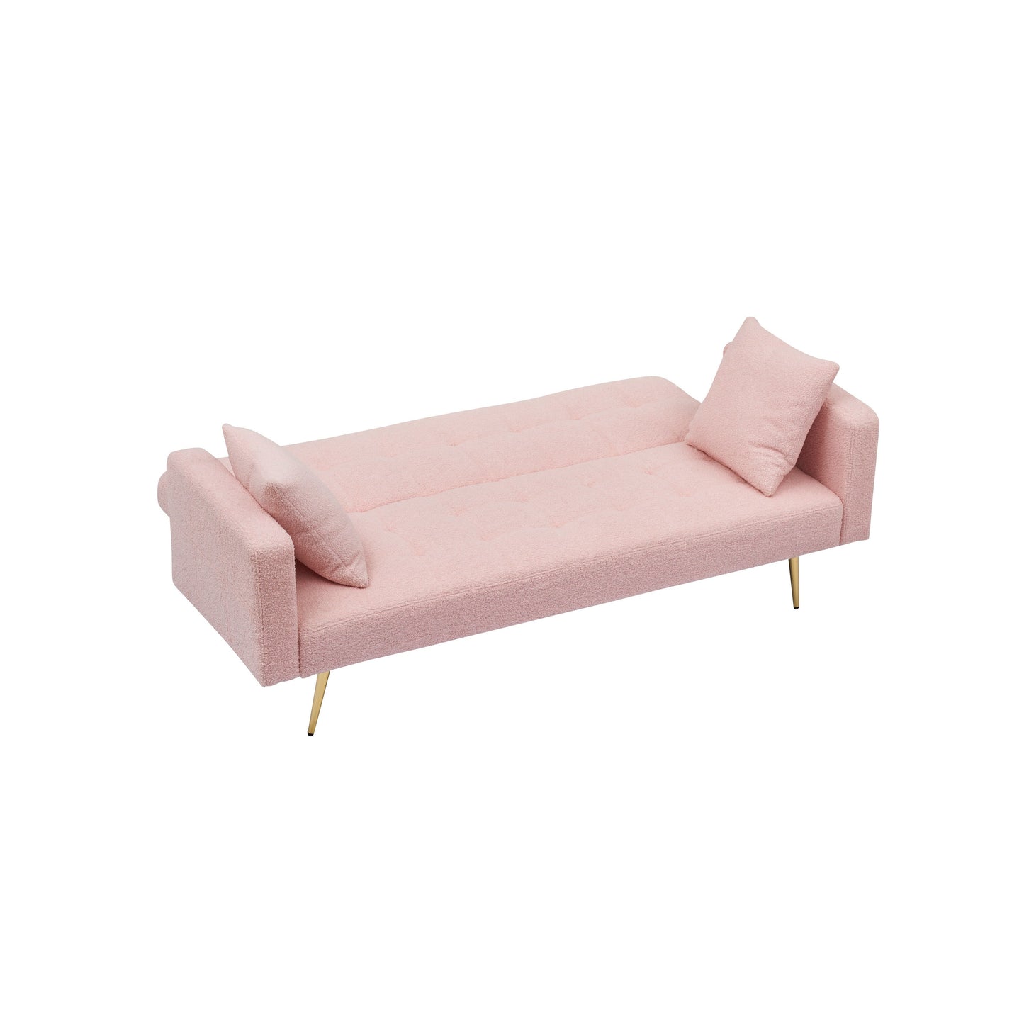 Divano letto trasformabile in pile rosa Teddy