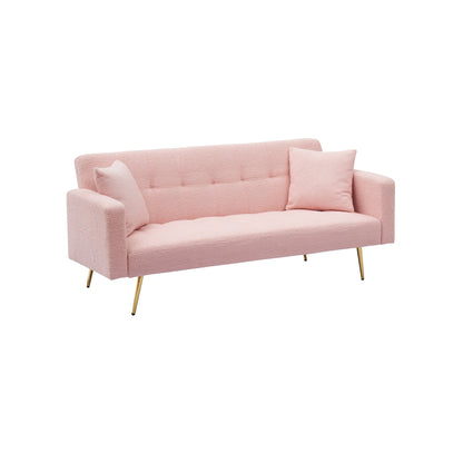 Divano letto trasformabile in pile rosa Teddy