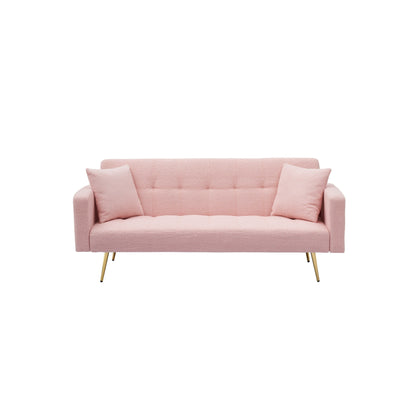 Divano letto trasformabile in pile rosa Teddy