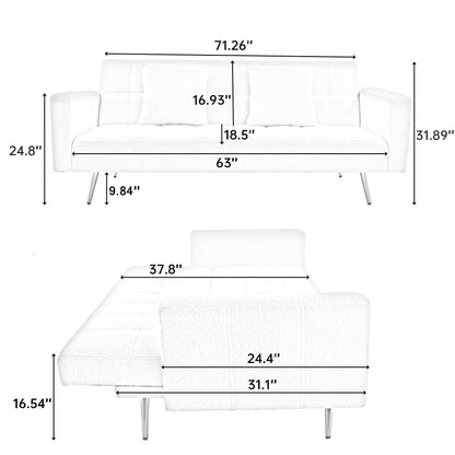 Divano letto trasformabile in pile rosa Teddy