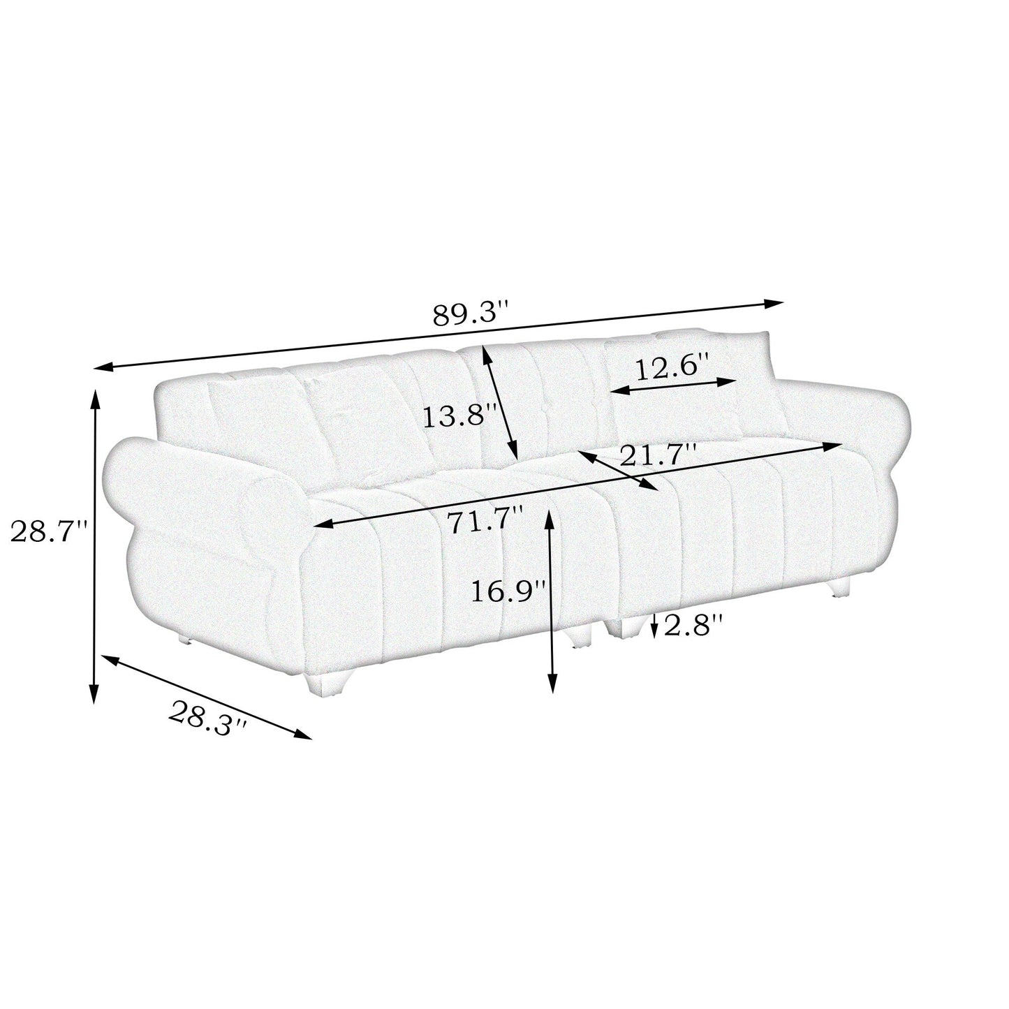 Divano a 3 posti in velluto rosa con cuscini avvolti a molle