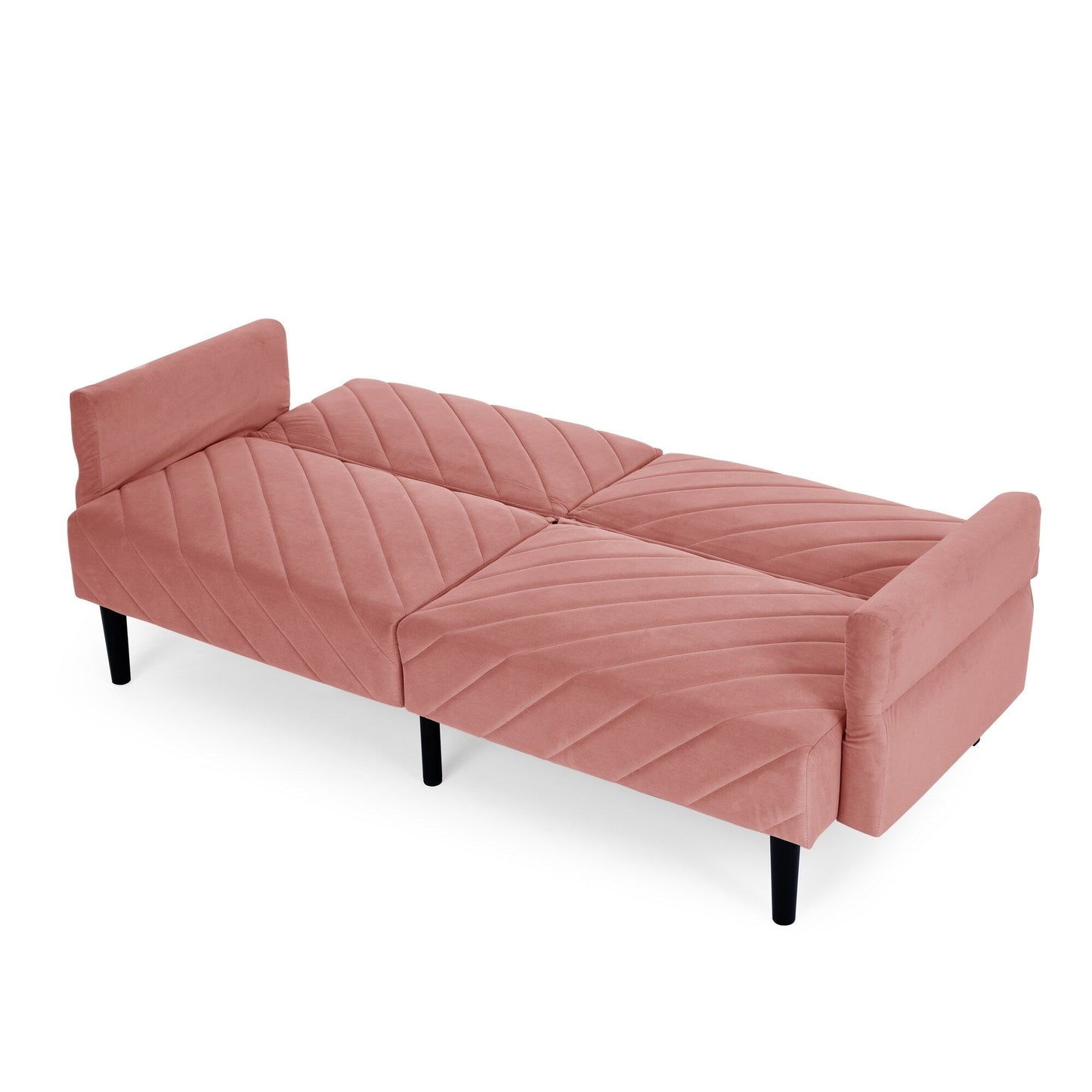 Divano letto futon convertibile imbottito in velluto rosa
