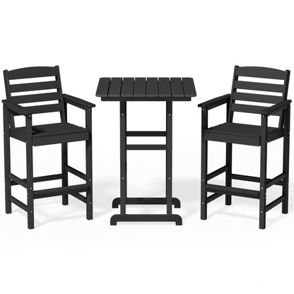 Set di 3 sedie Adirondack alte in plastica, set da conversazione per patio