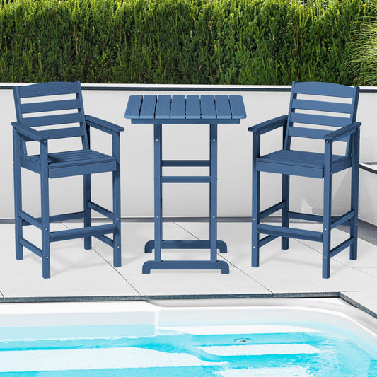 Set di 3 sedie Adirondack alte in plastica, set da conversazione per patio