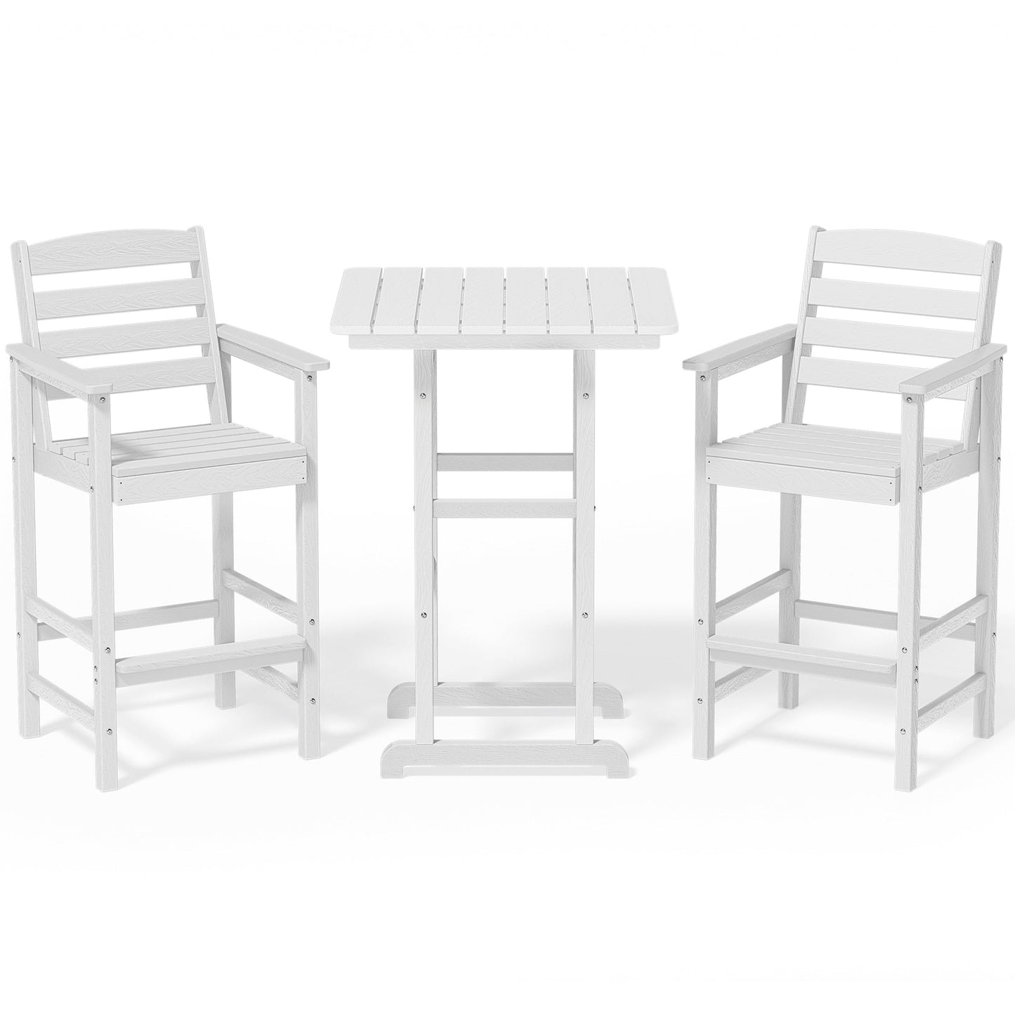 Set di 3 sedie Adirondack alte in plastica, set da conversazione per patio