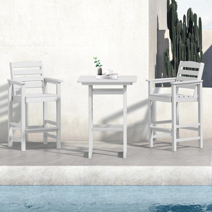 Set di 3 sedie Adirondack alte in plastica, set da conversazione per patio